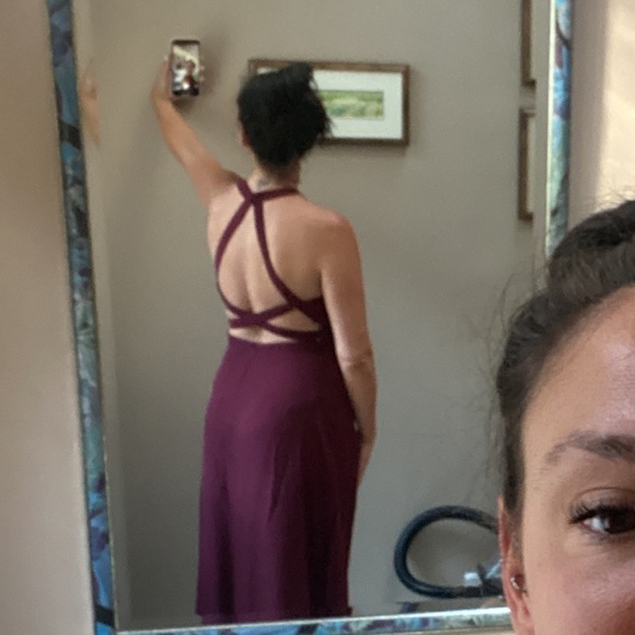 Cabernet A-line High Neck Floor-Length Chiffon Bridesmaid Dress: US 12 - Picture 7 of 8